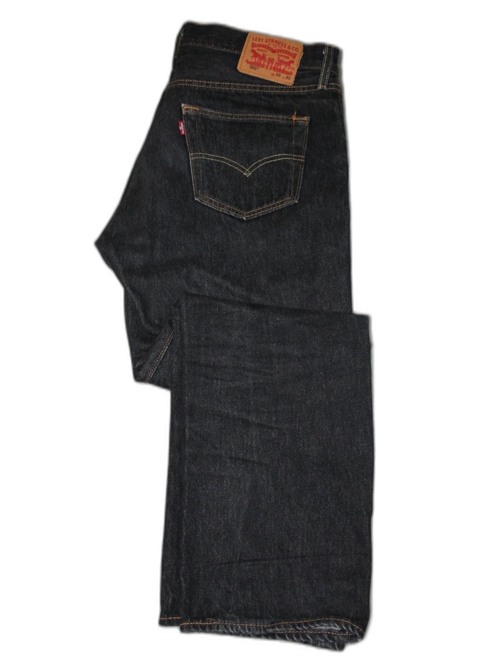 Levi's 501 Jeans Mens 35x30 Black Straight Dark Wash Denim Button Fly Cotton